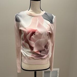 Ted Baker London Pink and Gray Floral Long Sleeve Top